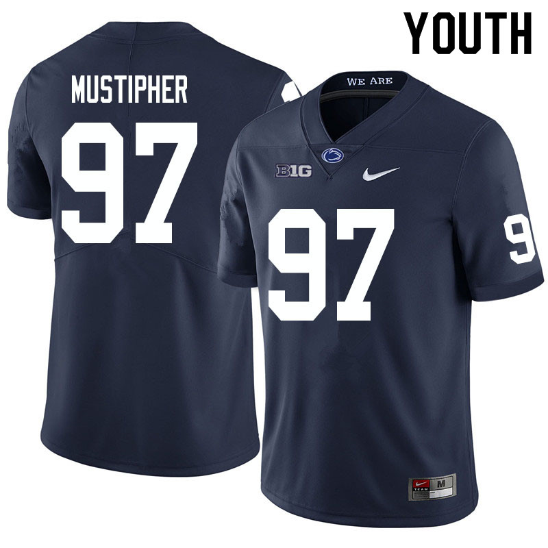 NCAA Nike Youth Penn State Nittany Lions PJ Mustipher #97 College Football Authentic Navy Stitched Jersey COW7898RP